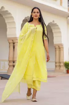 Yellow Modal Bandhani Suit Set