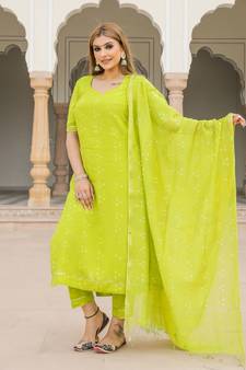 Green Modal Bandhani Suit Set