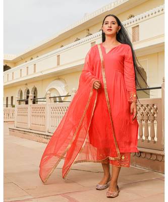 Coral Embroidery Modal Suit Set 1