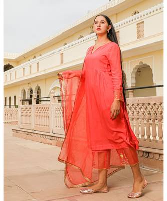 Coral Embroidery Modal Suit Set 2