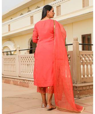 Coral Embroidery Modal Suit Set 3
