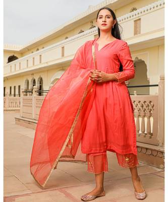 Coral Embroidery Modal Suit Set 5