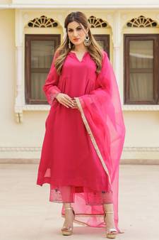 Magenta Embroidery Modal Suit Set