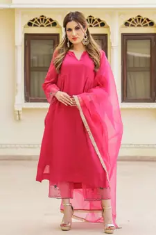 Magenta Embroidery Modal Suit Set