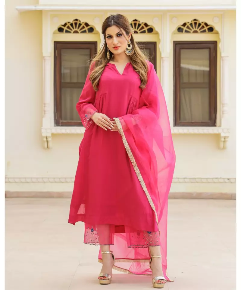 Magenta Embroidery Modal Suit Set