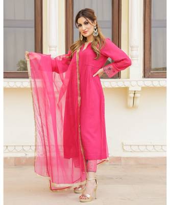 Magenta Embroidery Modal Suit Set 4