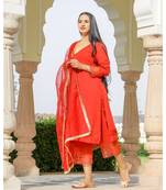 Red Embroidery Modal Suit Set
