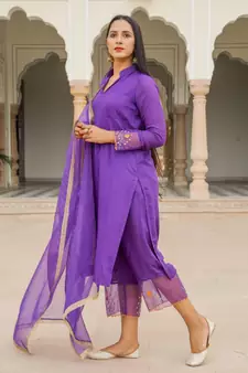 Voilet Embroidery Modal Suit Set