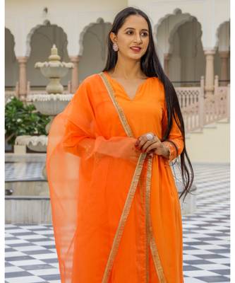 Orange Embroidery Modal Suit Set 2