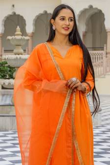 Orange Embroidery Modal Suit Set