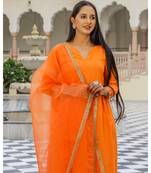 Orange Embroidery Modal Suit Set