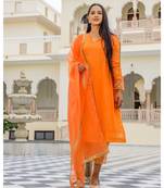 Orange Embroidery Modal Suit Set