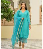 Teal Embroidery Modal Suit Set