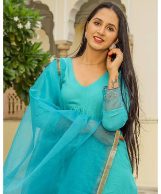 Teal Embroidery Modal Suit Set 5