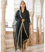 Black Embroidery Modal Suit Set