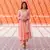 Peach Silver Embroidery Anarkali Dress Set