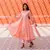 Peach Silver Embroidery Anarkali Dress Set