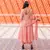 Peach Silver Embroidery Anarkali Dress Set