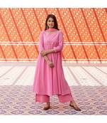 Pink Silver Embroidery Anarkali Dress Set
