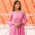 Pink Silver Embroidery Anarkali Dress Set