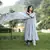 Grey Silver Embroidery Anarkali Dress Set