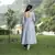 Grey Silver Embroidery Anarkali Dress Set