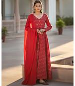 Ajrakh Print Long Kurta with Dupatta