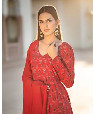 Ajrakh Print Long Kurta with Dupatta 4