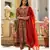 Red brown Bagru Print Anarkali Dress Set