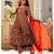 Red brown Bagru Print Anarkali Dress Set
