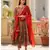 Red brown Bagru Print Anarkali Dress Set