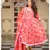 Red Dabu Print Cotton Anarkali Dress Set