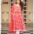 Red Dabu Print Cotton Anarkali Dress Set