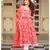 Red Dabu Print Cotton Anarkali Dress Set