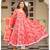 Red Dabu Print Cotton Anarkali Dress Set