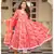 Red Dabu Print Cotton Anarkali Dress Set