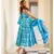 Turquoise Dabu Print Cotton Anarkali Dress Set