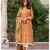 Mustard Dabu Print Cotton Anarkali Dress Set
