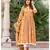Mustard Dabu Print Cotton Anarkali Dress Set