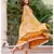 Mustard Dabu Print Cotton Anarkali Dress Set