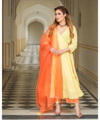Bella Embroidery Modal Anarkali Kurta Pant Dupatta Set 1