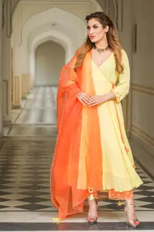 Bella Embroidery Modal Anarkali Kurta Pant Dupatta Set