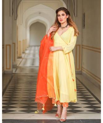 Bella Embroidery Modal Anarkali Kurta Pant Dupatta Set 2