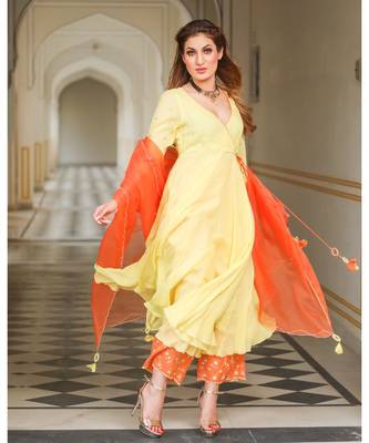 Bella Embroidery Modal Anarkali Kurta Pant Dupatta Set 3