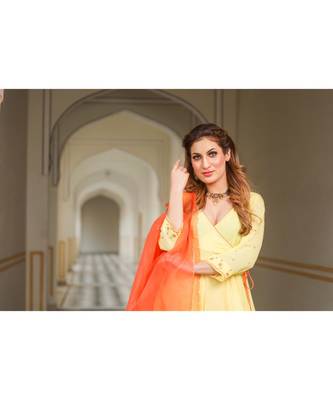 Bella Embroidery Modal Anarkali Kurta Pant Dupatta Set 4