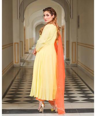 Bella Embroidery Modal Anarkali Kurta Pant Dupatta Set 5