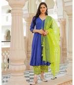 Fayre Embroidery Modal Anarkali Kurta Pant Dupatta Set