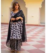 Huma Dabu Print Cotton Sharara Set