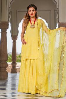 Muskaan Bandhej Modal Kurta Sharara Dupatta Set