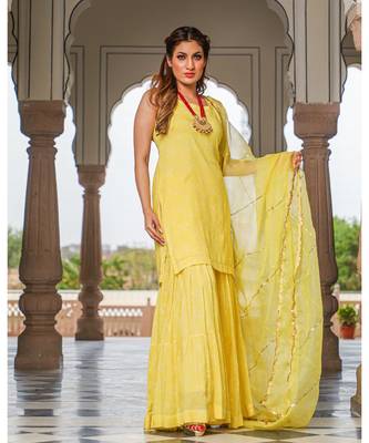 Muskaan Bandhej Modal Kurta Sharara Dupatta Set 3